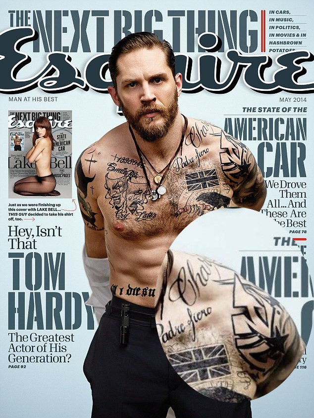 Tom Hardy tattooed on his left shoulder