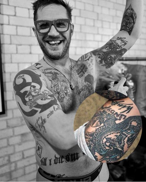 Tom Hardy Dragon tattoo and tatootattoo for his ex-wife Sarah Ward
