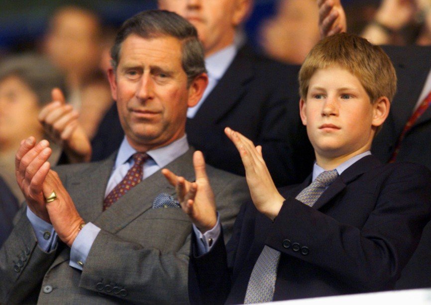 Prince Charles and Prince Harry at the 1998 World Cup in France