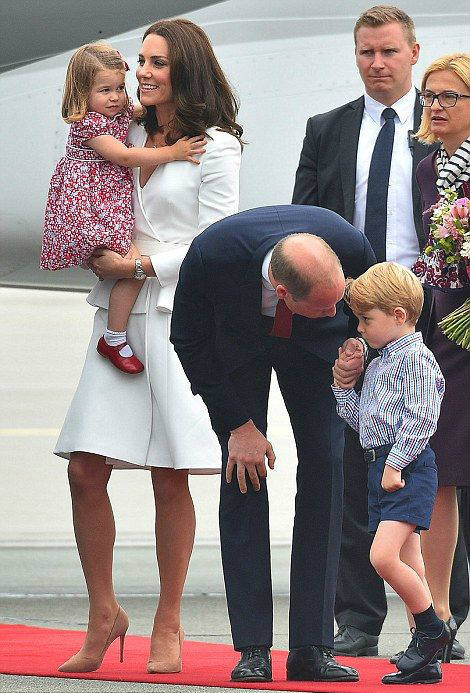 Prince George arrives in Poland with Kate and William