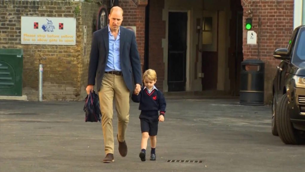 Prince William take Prince George to school