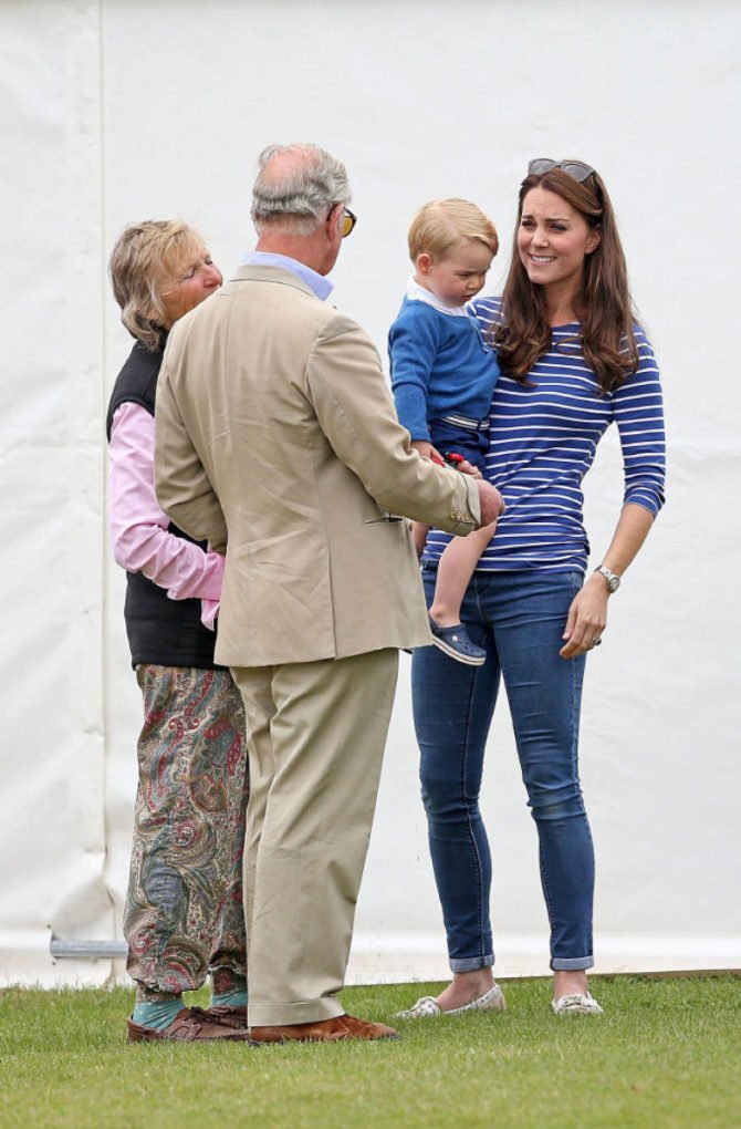 Prince Charles, Prince of Wales, talks to his grandson, Prince George