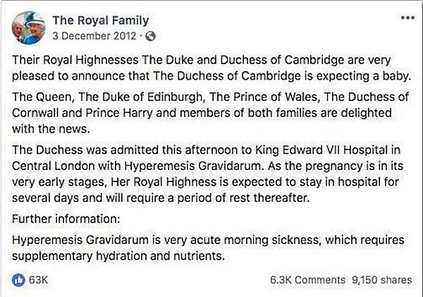 Royal announcement