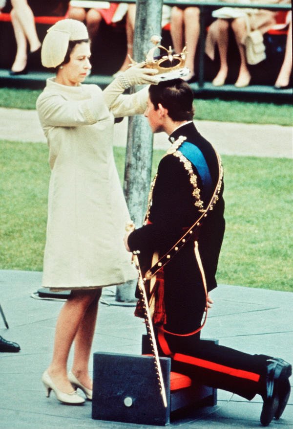 Queen Elizabeth and Prince Charles on July 1 1969