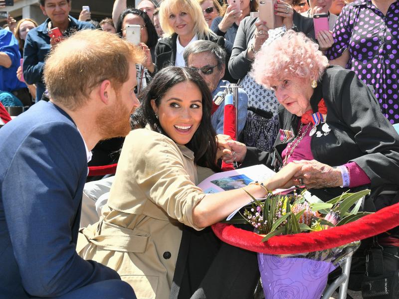 Prince Harry and Meghan Markle with Daphne Dunne