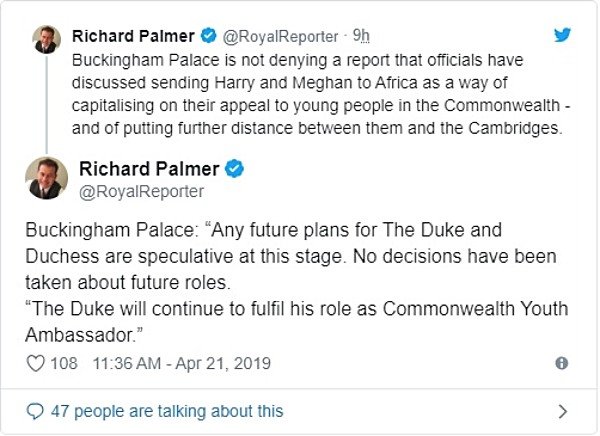 The Palace Responds To The Rumors Of Harry And Meghan Move To Africa
