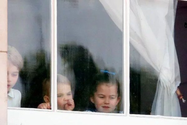George Charlotte And Louis Spotted Peeking Of Window At Trooping The Colour 