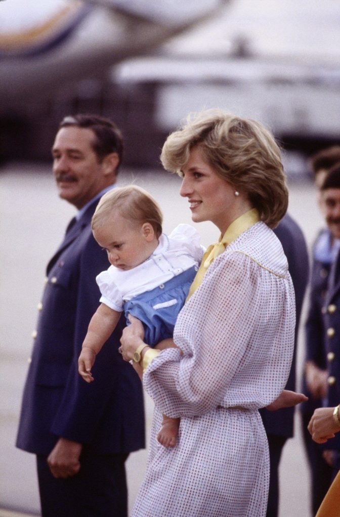 Princess Diana with Prince William during her royal tour of Australia in 1983 