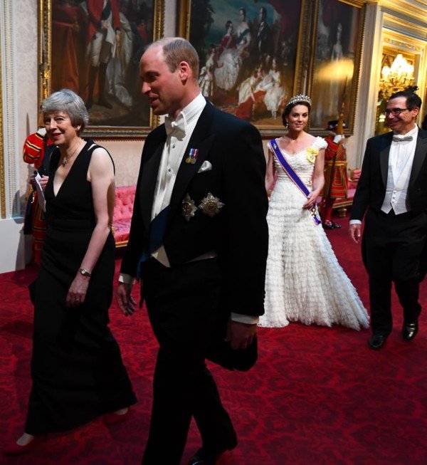 Theresa May, Prince William, Kate Middleton, and Steven Mnuchin at the State Banquet