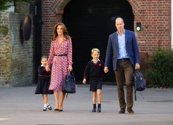 Princess Charlotte Arrived For First Day Of School At Thomas's Battersea With Duchess Kate, George and William