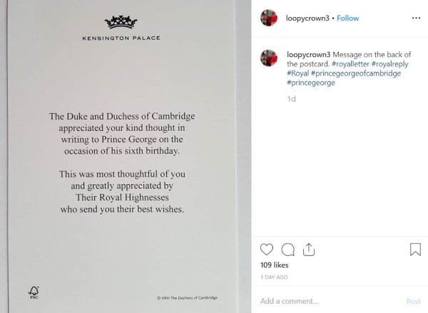 See The Thank You Cards William And Kate Sent Following Son George’s Birthday