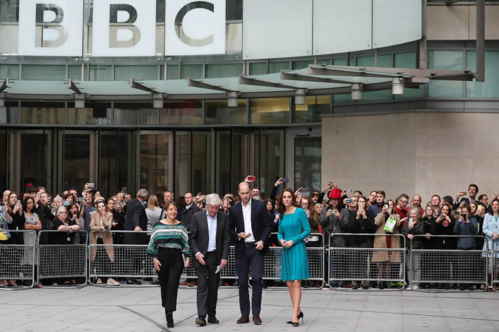 Alice Webb (left) with Lord Hall, William and Kate at the BBC