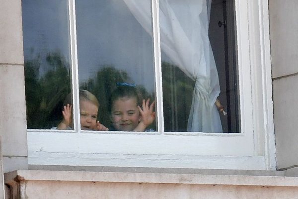 George Charlotte And Louis Spotted Peeking Of Window At Trooping The Colour