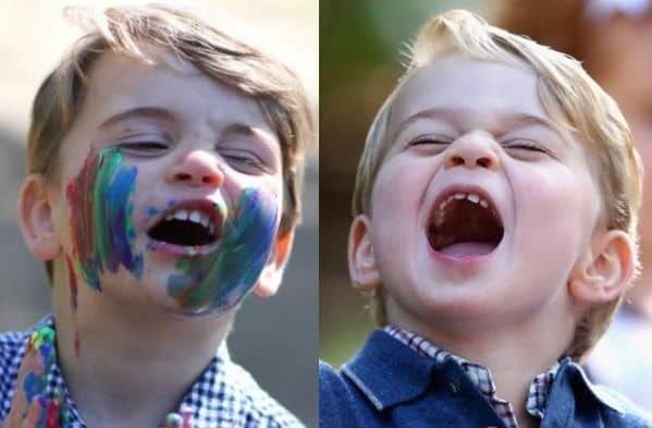 Prince Louis in 2020 and Prince George in 2016