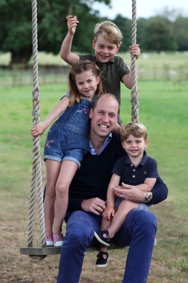 Prince William 38th birthday photo on a swing with George, Charlotte and Louis