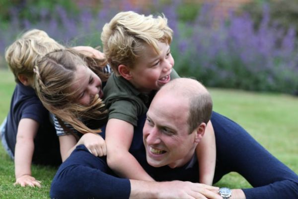 Prince William 38th birthday photo on a swing with George, Charlotte and Louis