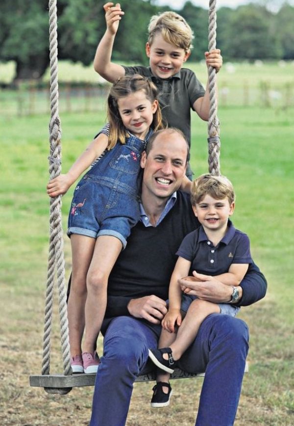 Prince William 38th birthday photo on a swing with George, Charlotte and Louis