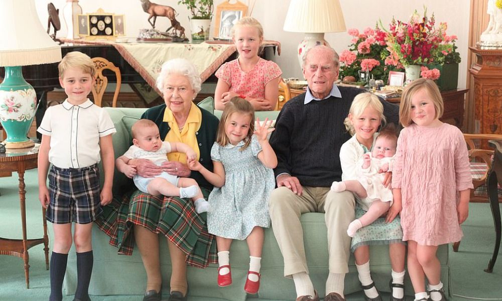 Prince Philip the Queen and their grandchildren