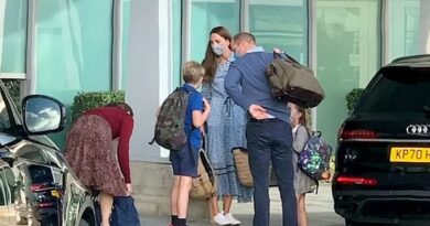 Prince William and Kate Middleton are spotted outside Heathrow Airport with their children 5