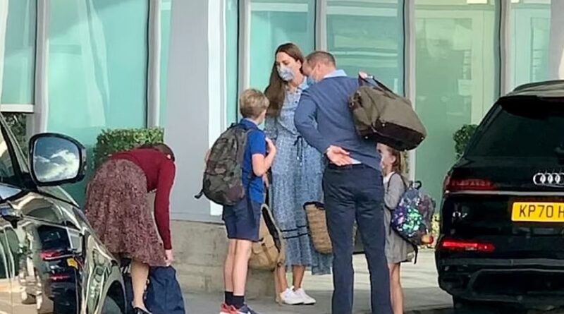 Prince William and Kate Middleton are spotted outside Heathrow Airport with their children 5
