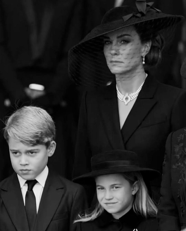 Prince George and Princess Charlotte at Queen Elizabeth II funeral