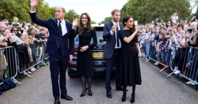 Prince William, Kate Middleton, Prince Harry and Meghan Markle greeted mourners and viewed tributes