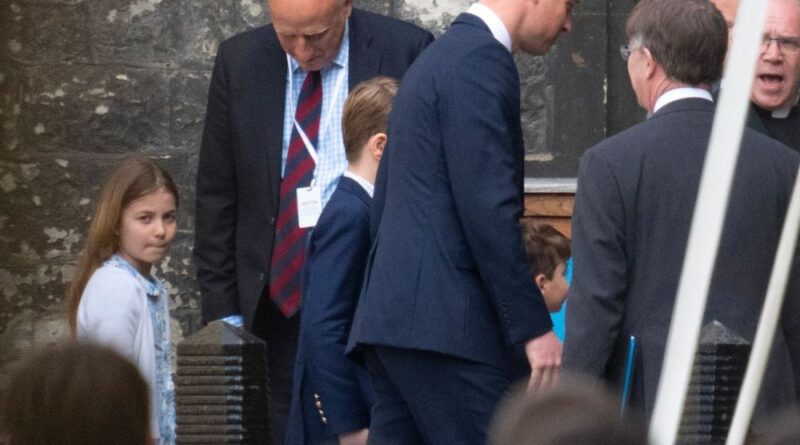 George, Charlotte And Louis Arrive For Coronation Rehearsal