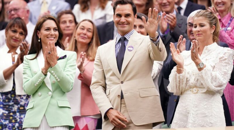 The Princess of Wales alongside close friends Roger Federer and his wife Mirka in the Royal Box