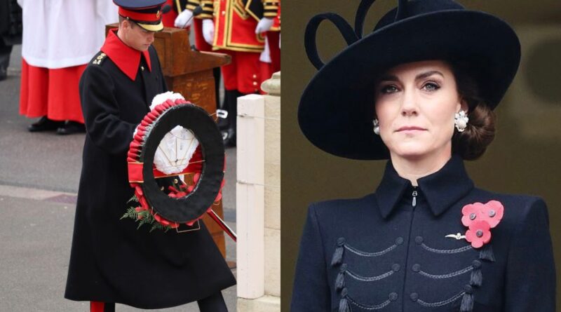 Kate Watches William Lay Wreath As They Pay Their Respects On Remembrance Sunday