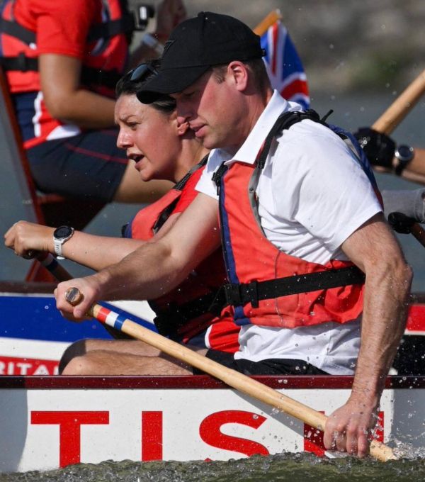Prince William joins members of the British Dragons for dragon boating