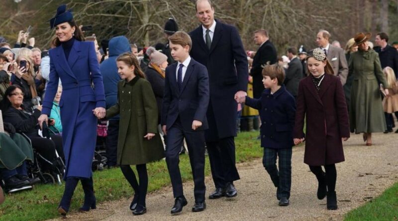 George, Charlotte And Louis Attend Christmas Church Service At Sandringham