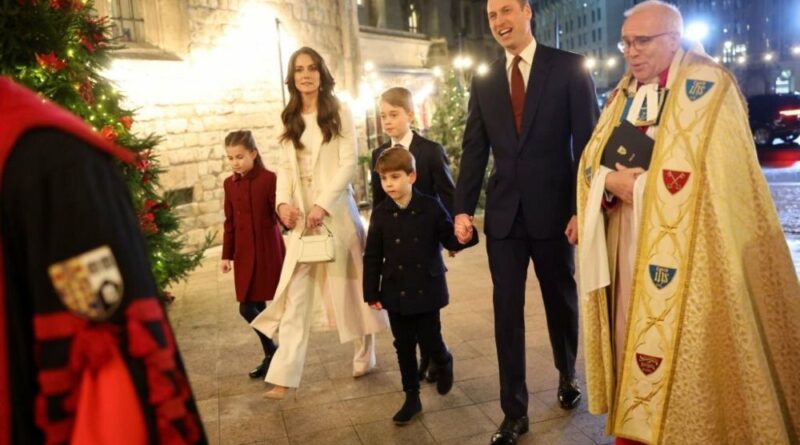 George, Charlotte And louis Arrive To Watch Mommy's Christmas Carol Concert
